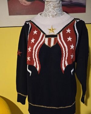 Vintage Mondi Nautical Sweater, Navy Red White, Size 42 *READ*